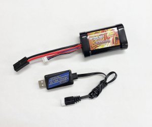 画像1: セーフティパワー Li-on 7.4V 4000mAh/20C（ショートタイプ）+USB充電器セット