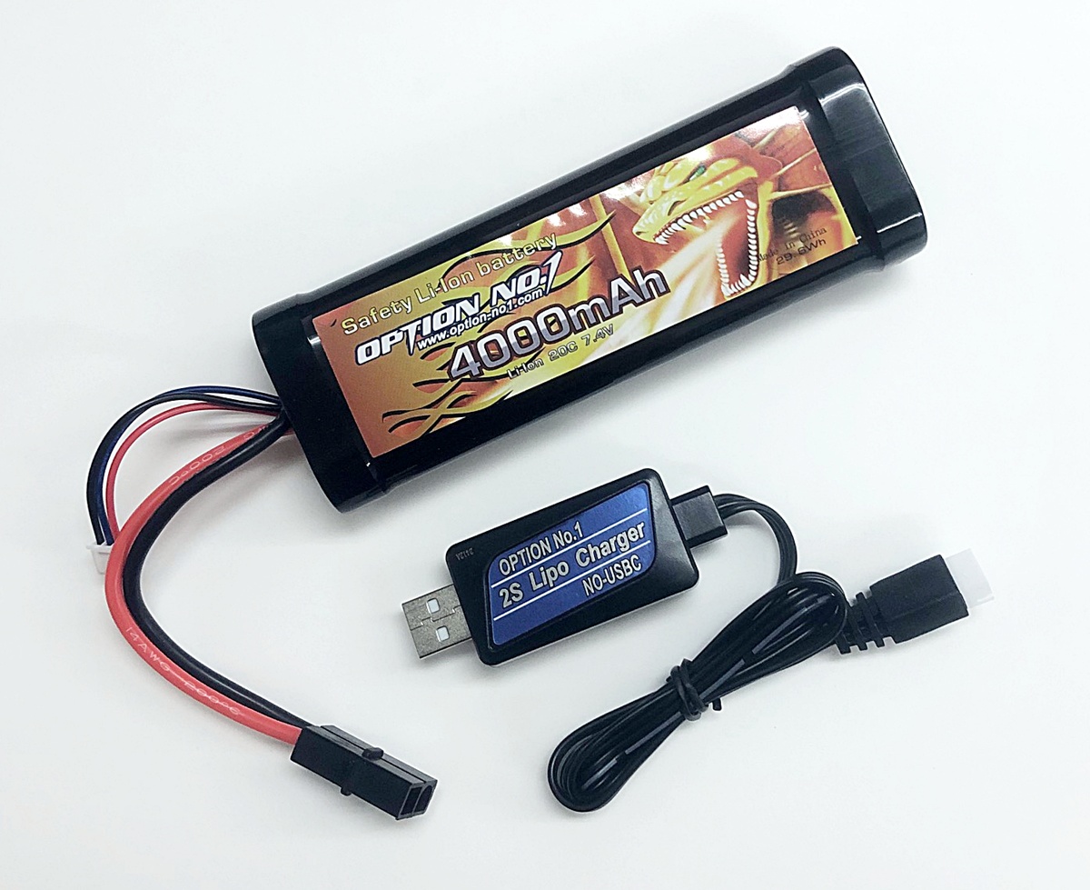 セーフティパワー Li-on 7.4V 4000mAh/20C+USB充電器セット