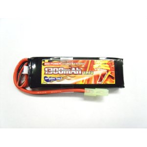 画像: GB-0029/BIG POWER LIPO 1300mAh 11.1V（電動ガン用リポバッテリー/ミニS対応)縦30.5*横93.3*厚み16.5mm