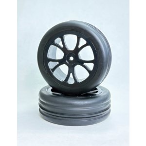 画像: 10446B/バギー用フロントホイール・2.2インチ&リブタイヤ接着済み